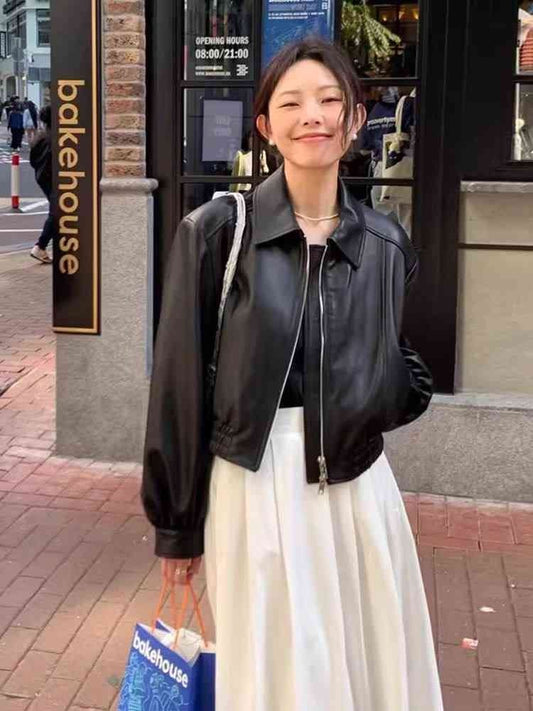 Chic black leather jacket