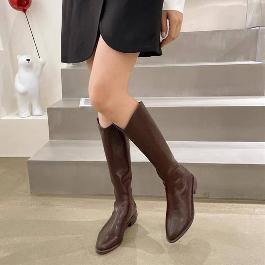 Women chunky-heel high boots