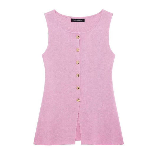knitted waistcoat features a longline