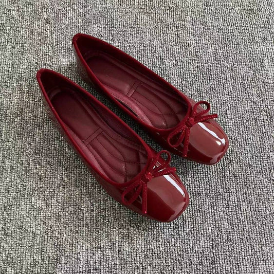 Burgundy patent leather ballet flats