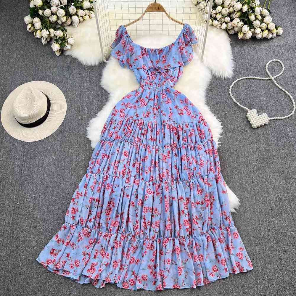 Bohemian style chiffon maxi dress