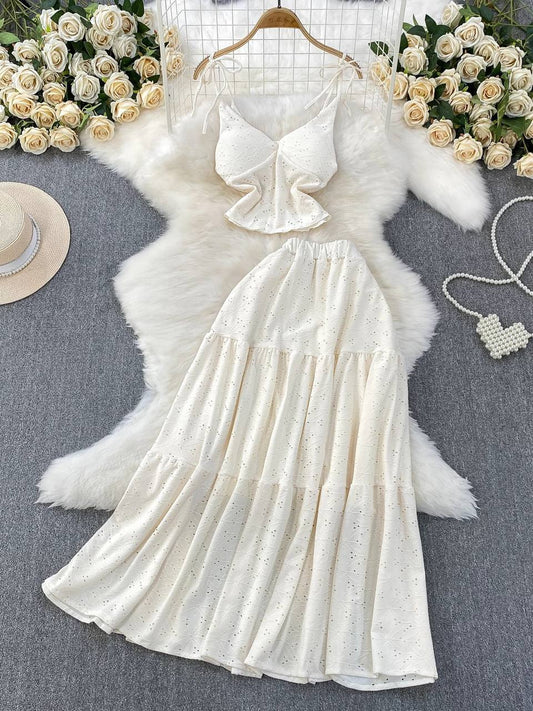 White eyelet two-piece set