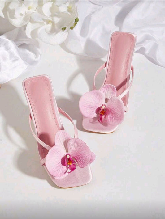 Pink orchid high-heel sandals
