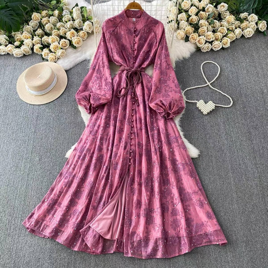 Pink floral maxi dress