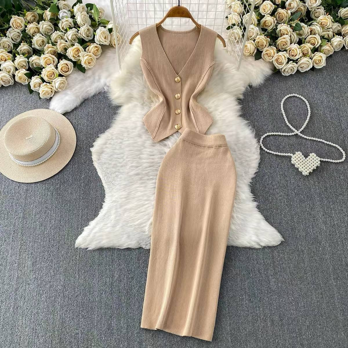 Two piece ribbed knit set