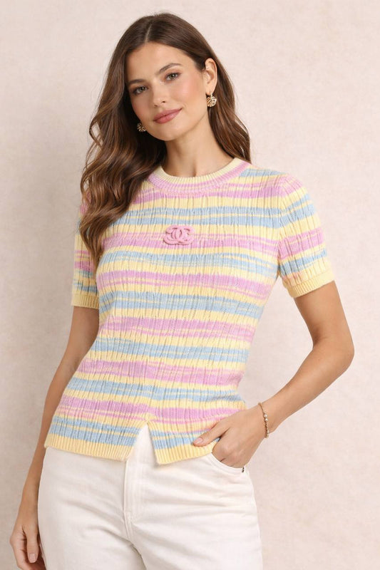 Chanel colorful women's marshmallow knit Tshirt
