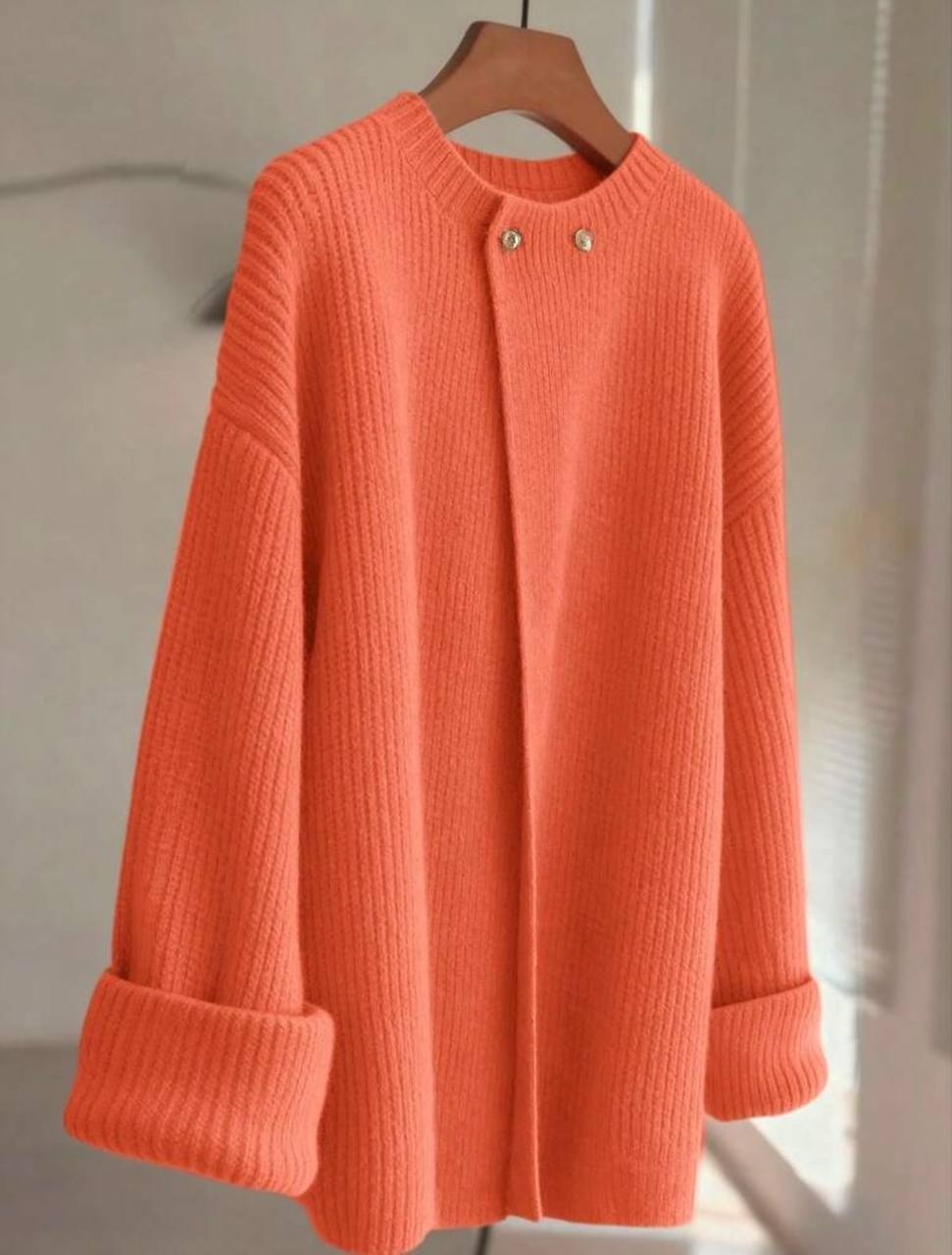 GlowEve Metal Button Accent Knit Cardigan