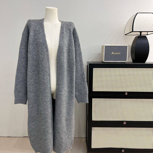 Grey oversized longline knit cardigan