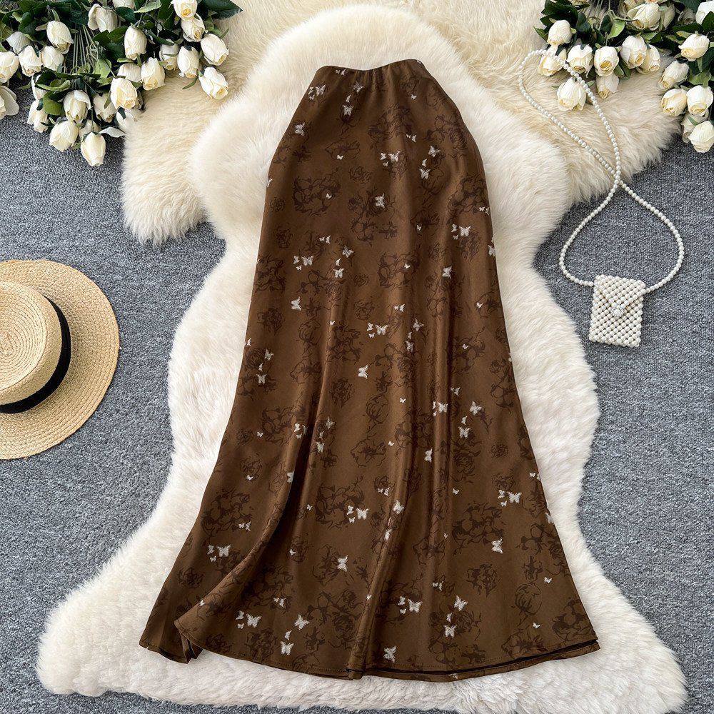 Brown satin maxi skirt