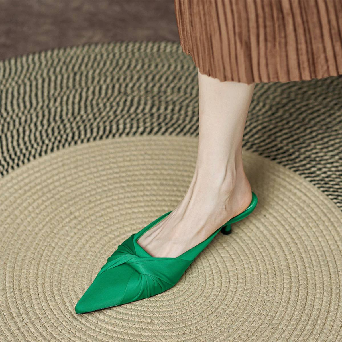 Carven Knotted Satin Mules