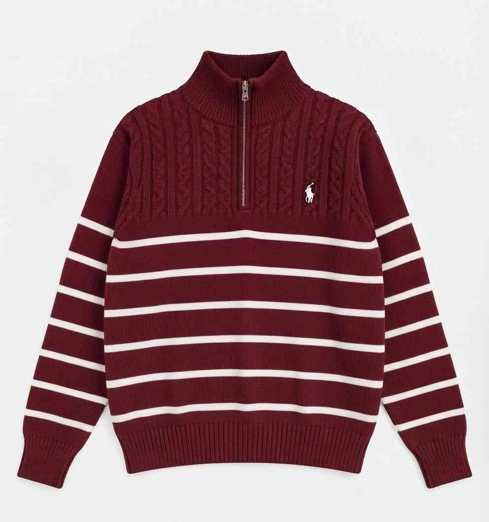 Polo Ralph Lauren Striped Cotton Quarter Zip Sweater