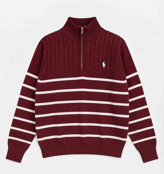 Polo Ralph Lauren Striped Cotton Quarter Zip Sweater