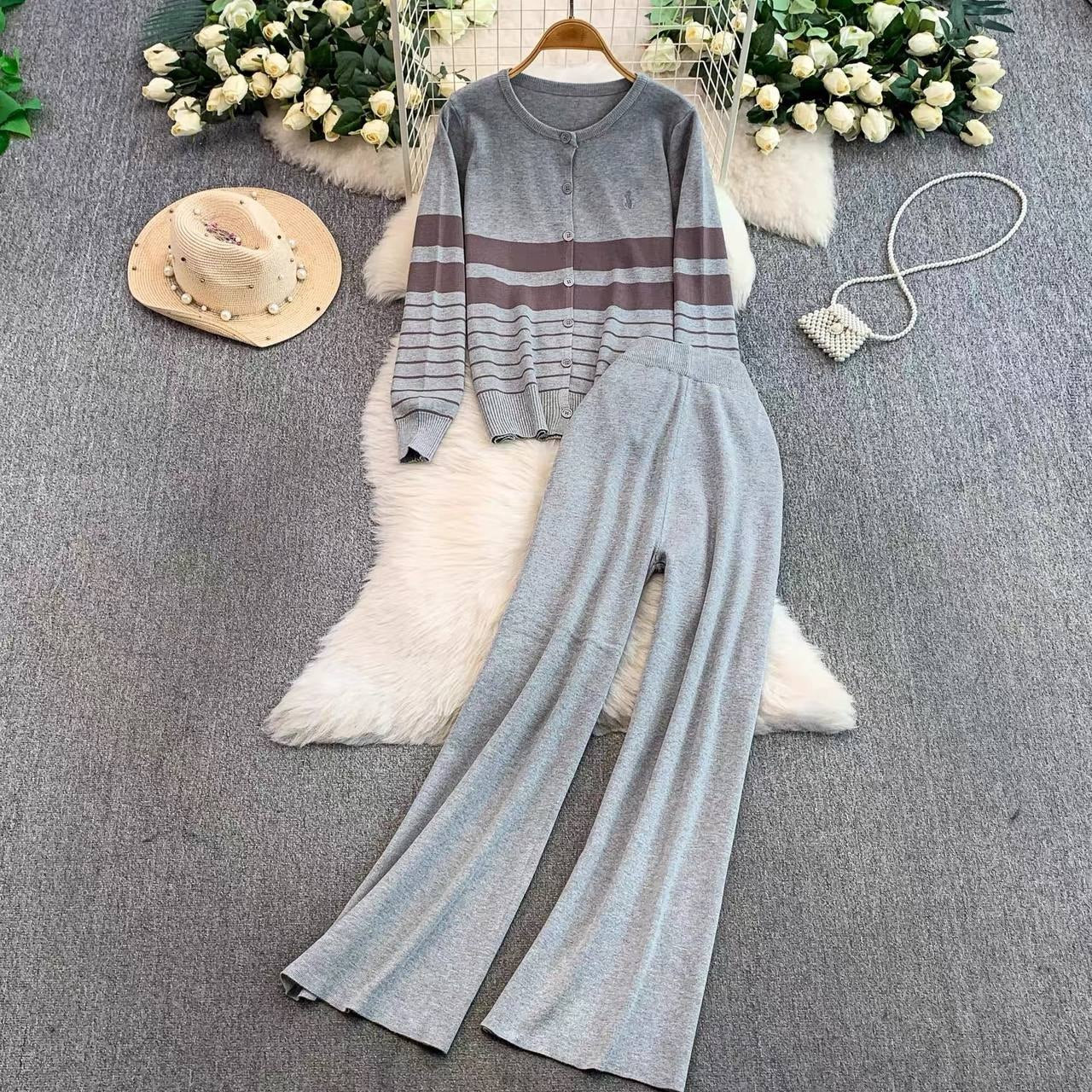Two piece knitted loungewear set