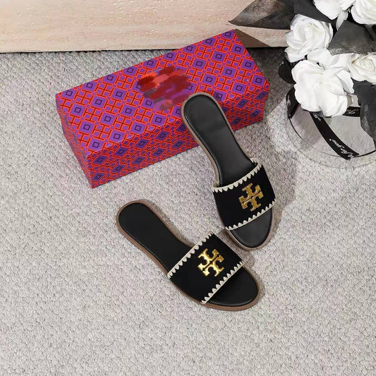 Tory Burch Everly Whipstitched Slide Sandals