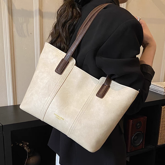 Minimalist, large-capacity PU leather tote bag