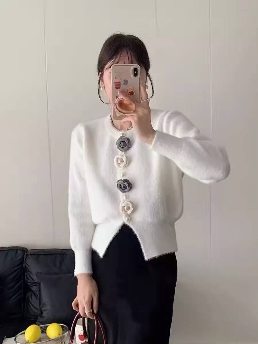 White fluffy knit cardigan