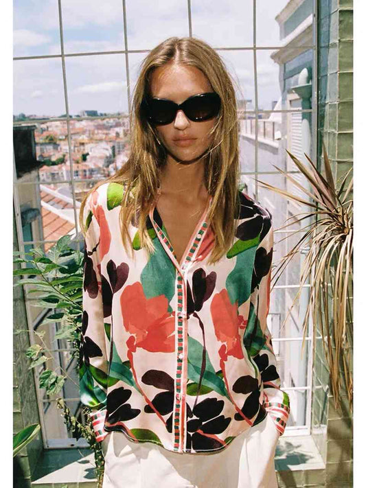 Zara floral print satin shirt