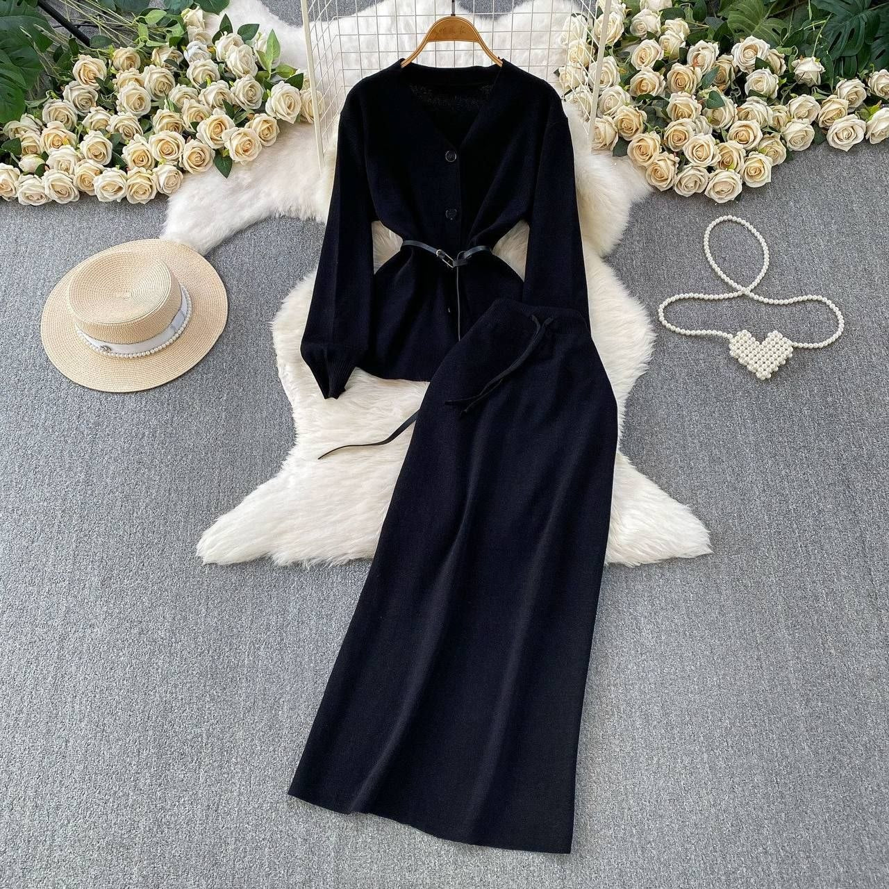 Elegant two piece knitwear lounge set