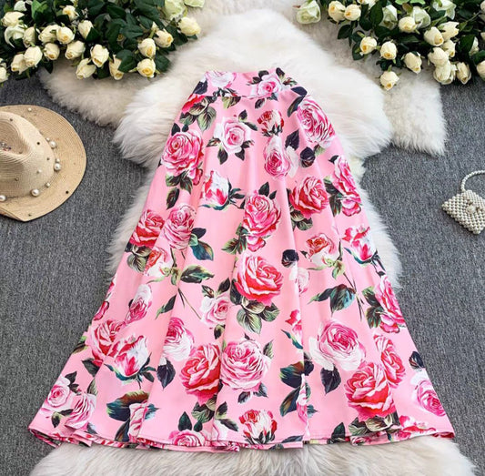 High-waisted Floral Maxi Skirt